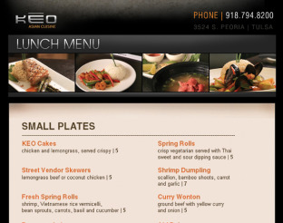 View KEO Asian Cuisine Lunch Menu
